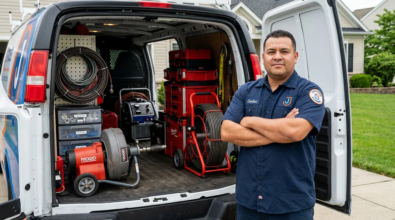 Professional drain cleaning equipment and Johns Plumbing LLC plumber in North Myrtle Beach