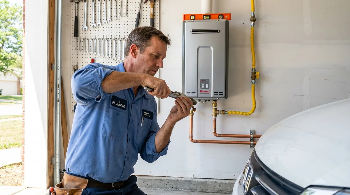 Tankless water heater installation by a Johns Plumbing LLC plumber in North Myrtle Beach