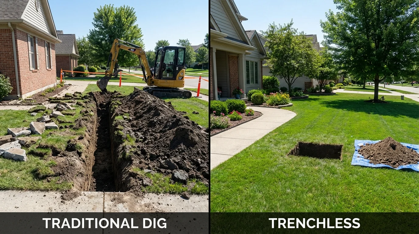 Trenchless sewer repair with minimal yard damage versus traditional excavation in North Myrtle Beach, SC